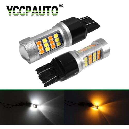 YCCPAUTO 2Pcs 1157 BAY15D T25 T20 LED Bulbs P21/5W P27/7W W21/5W Dual Color Light White Yellow Car LED Parking Turn Signal Lamp