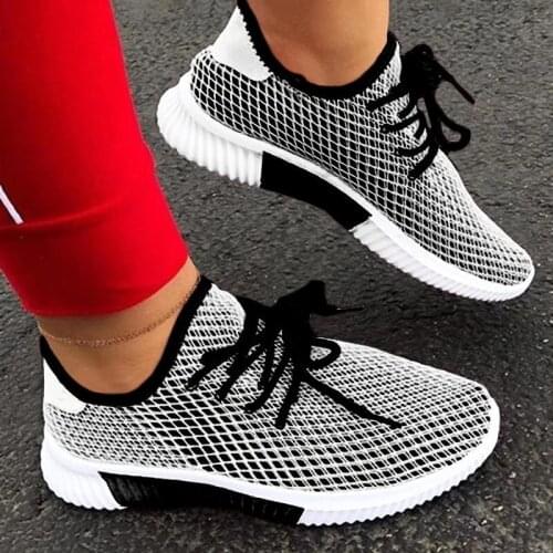 Women Sneakers Summer Casual Sport Shoes Fashion Breathable Mesh Running Sneakers Black Lace Up Ladies Walking Shoes