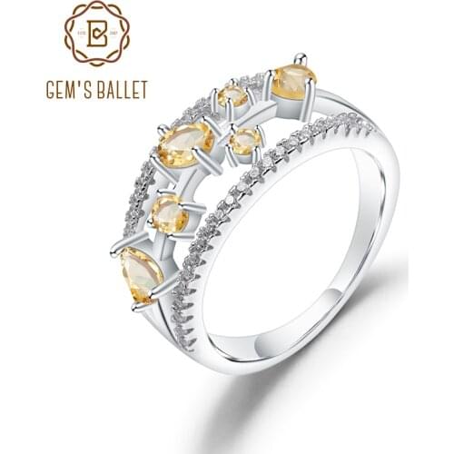 GEMS BALLET 0.54Ct Natural Citrine Gemstone Ring Real 925 Sterling Silver Fancy Classic Birthstone Rings For Women Fine Jewelry
