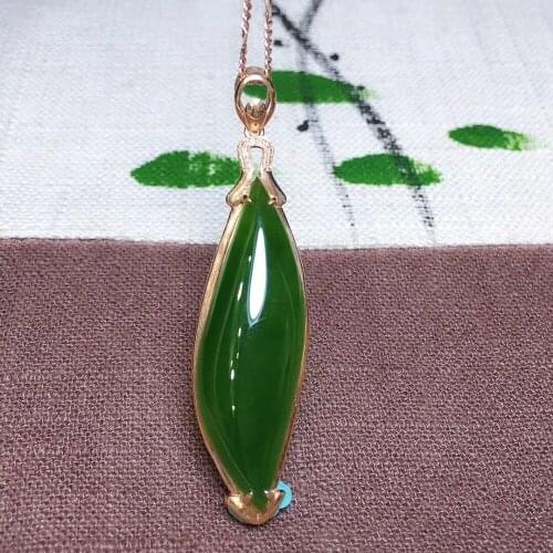 18k gold mosaic Hetian Jasper drop pendant j365