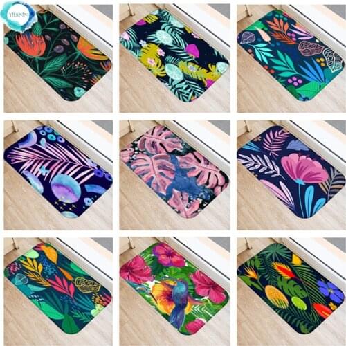 1PC 40x60cm Kitchen Carpet Bedroom Living Room Hallway Floor Rug Home Anti-slip Entrance Doormat Floral Flowers Pattern Mat