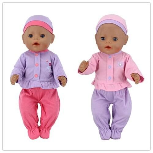 2ColorChoose clothes+hat Clothes Fit For born baby 43cm Doll Clothes Doll Accessories For 17inch Baby Doll