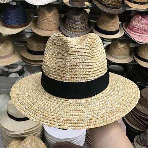 2021 New Fashion Men Fedoras Womens Fashion Jazz Hat Summer Natural Straw Black Ribbon Cap Outdoor Casual Hat Bonnet Enfant