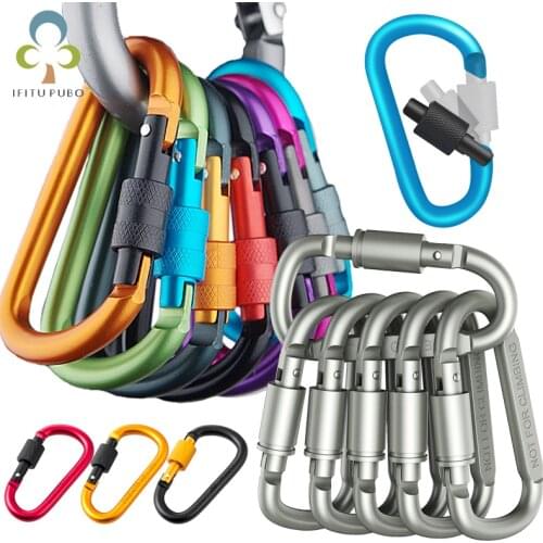 5Pcs Carabiner Travel Kit Camping Equipment Alloy Aluminum Survival Gear Camp Mountaineering Hook Outdoor Carabiner GYH