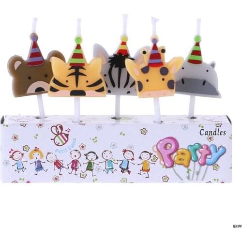 5Pcs/set Cute candle zoo party shape Carnival animal birthday candles
