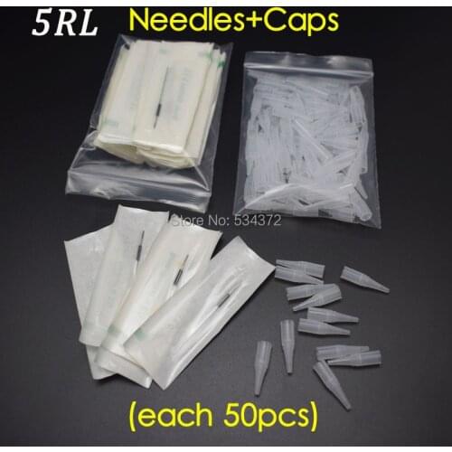 5R (Needles +Tips Each 50pcs ) Professional Permanent Makeup Machine Needles Caps Free Shipping
