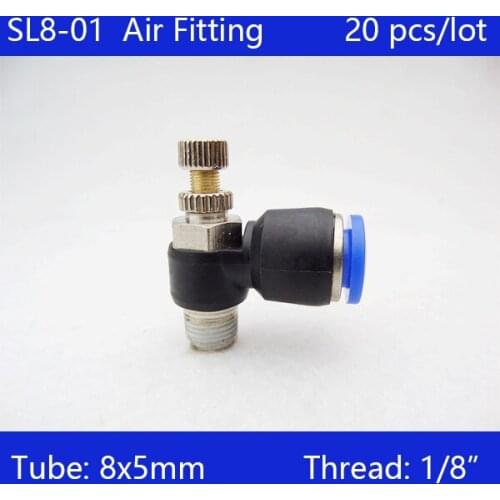 Free shipping 20Pcs 8mm Push In to Connect Fitting 1/8" Thread Speed Flow Controller Air Valve SL8-01
