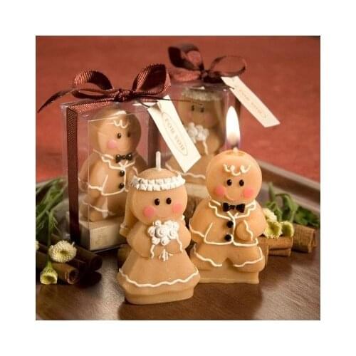 Smokeless scented creative Gingerbread couple cake decoration candles for children kids birthday romantic wedding party gift
