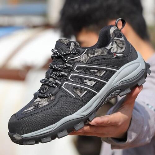 Safety shoes mens breathable wear-resistant fly-woven surface safety protection anti-smashing anti-piercing work shoes