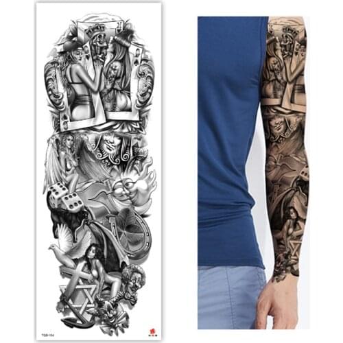 Large Arm Sleeve Tattoo Cross Jesus Saint Waterproof Temporary Tatoo Sticker Mermaid Egypt Anubis Men Full Skull Totem Tatto