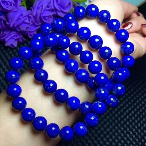 Natural Royal Blue Lapis Lazuli stone Beads Bracelet AAA 10mm