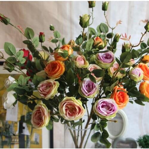 6 head mellow and full aritificial rose bouquet Real Touch rose, Home wedding birthday party celebration decoration flowers