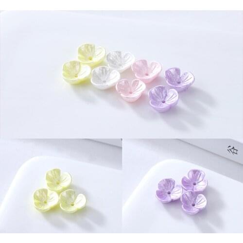 10pcs Plastics/Resin Spacer Hole Beaded Colour Three Petal Beads Fit Handmade DIY Earring Necklace Hair Matte Accessories 10mm