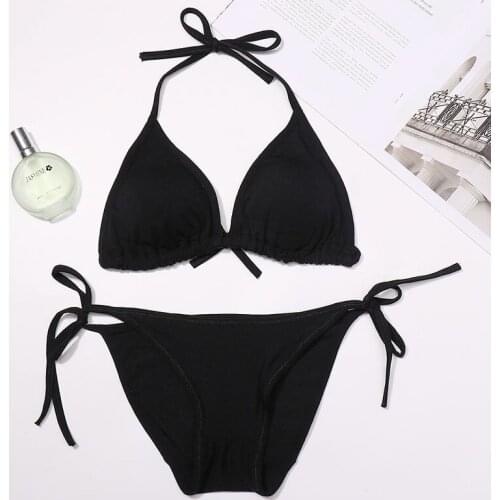 Black Lady Sensual Sexy Lingerie Set Fashion Girl Women Tie Bandage Swimwear Beach Suit Bras underpants Bra Briefs Set Underwear