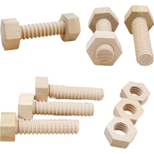 Wooden Screw Nut Assembling Educational Toy Early Education Wood Montessori Hands-On Shape MatchingTeaching Aids For Children