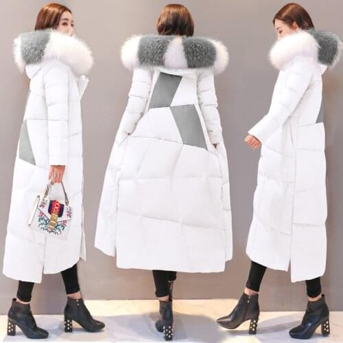 Long Down Parka Coat Winter Warm Jacket Womens 90% White Duck Down Coats High Quality Big Fur Collar Down Jacket Coat Plus Size