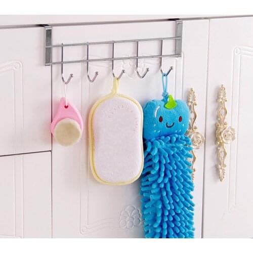 Home Bathroom Kitchen Coat Towel Hanger Rack Holder 252x92mm Shelf 5 Hooks Hooks & Rails