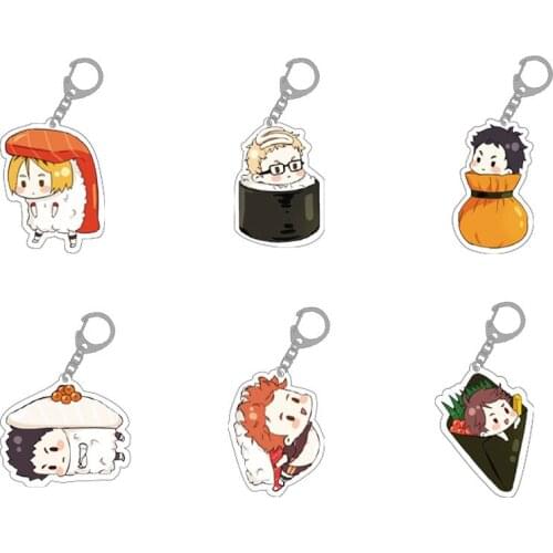Haikyuu!! Tobio Kageyama Hinata Shoyo Sushi Cute Anime Acrylic Pendant Keychain Figure Collection Model Toy Gifts Cosplay