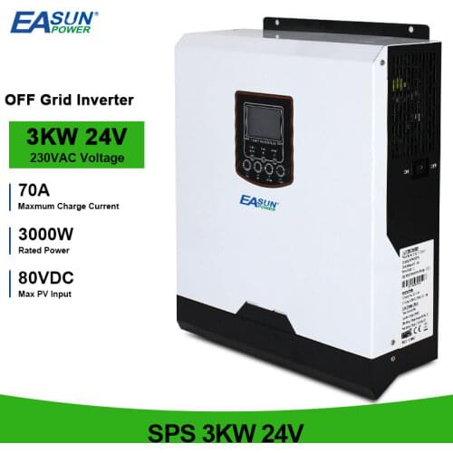 EASUN POWER 3KW 230VAC 24V Soalr Inverter 50Hz 60Hz 3000VA PWM 70A Pure Sine Wave Charge Current Inversor With Battery Charge