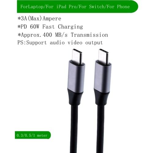 USB 3.1 Type C to USB C Cable for Samsung S9 S8 Note 9 8 PD 60W Quick Charge Gen 1 3A USB-C Fast Charger Cable for MacBook Pro