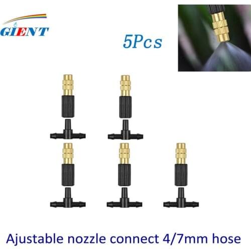 5PCS Adjustable Irrigation Dripper Sprinkler With Tee Garden Micro Spray Rotating Nozzle Hose Vegetables Watering Cooling System
