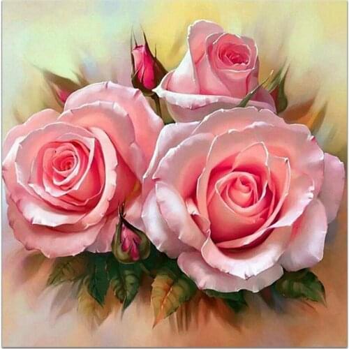 5D DIY Diamond Painting Flowers Rose Cross Stitch Kit Full Drill Embroidery Mosaic Art Picture of Rhinestone Home Decoration