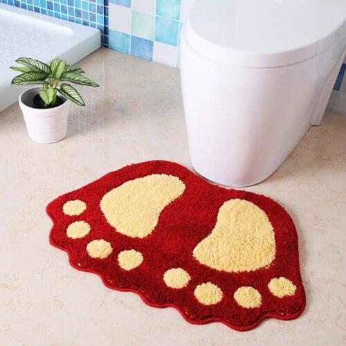 1Pcs Bath Pad Carpets microfiber mini pad lovely foot print Doorway bathroom absorbent non-slip mat decoration Household carpet