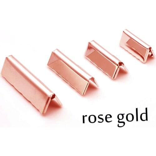 30 Pcs Rose Gold Ribbon leather clips End Tips Belt Buckle webbing belt 20-25-32-40-50mm silver end caps nickel belt finished
