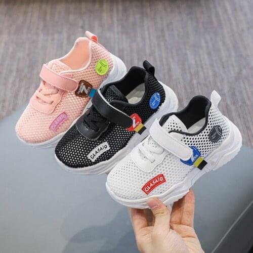 Summer Boys & Girls Shoes Fashion No-Slip Air Mesh Kids Sneakers Breathable Children Sports Casual Size 26-37