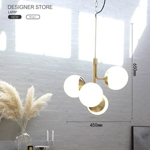 Light luxury post-modern milk white glass ball chandelier living room dining room bedroom exhibition hall villa chandelier