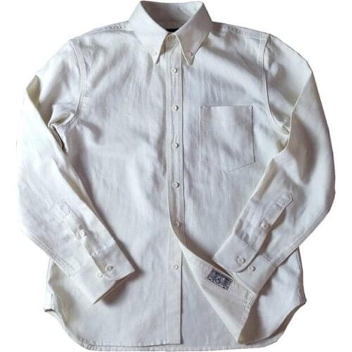Mens Cotton-Linen Button Down Herringbone White Shirt Long Sleeves Regular Fit Vintage Clothes Husband Shirt Free Shipping
