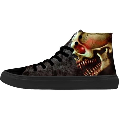FIRST DANCE Punk Nice Skull Men Black Shoes Classic Canvas Men Casual Shoes Fashion High Top Shoes Men Printed Canvas Sneakers