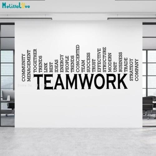 Teamwork Text Wall Stickers Study Decor Office Words Decals Motivational Vinyl Art Murals Waterproof YT6033