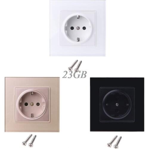 16A EU Standard 86 Type Wall Power Socket Glass Charger Adapter Panel 110V-250V F27