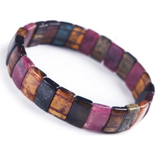 Genuine Natural Crystal Beads Colorful Tourmaline Stone Fashion Bracelet For Women Gift AAAA