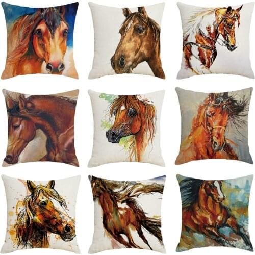 Home Decoration Steed Pattern Cushion Cover Abstract Animal Horses Sofa Throw Pillowcover Modern Nordic Style Pillowcase 45X45CM