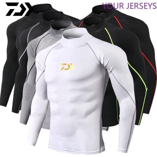 DAIWA New Mens Sports Long-sleeved T-shirt Tight-fitting Top Jogging Compression Quick-drying Fishing Clothes Pesca DAIWA Pesca