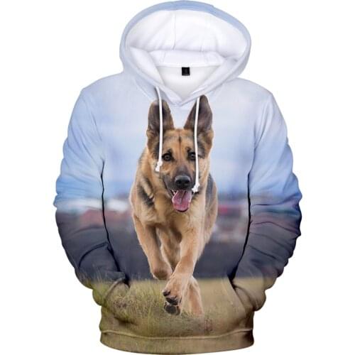 2021 New Mens Clothing Street Hoodies Womens Pullover 3d Print German Shepherd Boys Girls Hooded Fashion Kids Sweatshirt Top