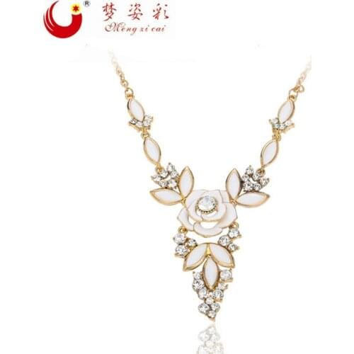 New Fashion Wedding Jewelryu Gold Crystal Statement Necklace for Women Flower Choker colar Pendant collares grandes de moda 2017