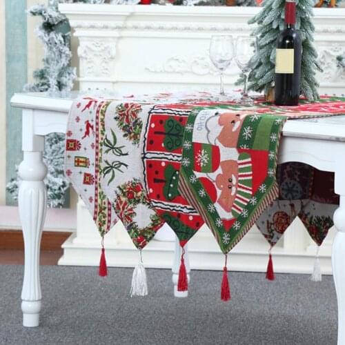 New Year Christmas Decoration Table Runners Exquisite Soft Fabric Holiday Table Runner Embroidered Christmas Applique for Home