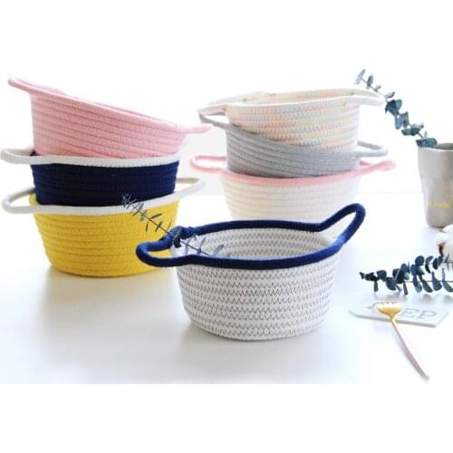 New simple Desk Storage Box Cotton thread weaving Thicken Storage Basket Cosmetic Case Kids Toys Organizer Bucket AU1126