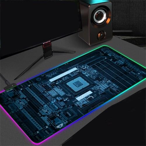 Mairuige Computer Circuit Board Substrate RGB Mouse Pad LED Backlight MiniPC Desk Mat Top High Quality Office Desk Mat Non-slip