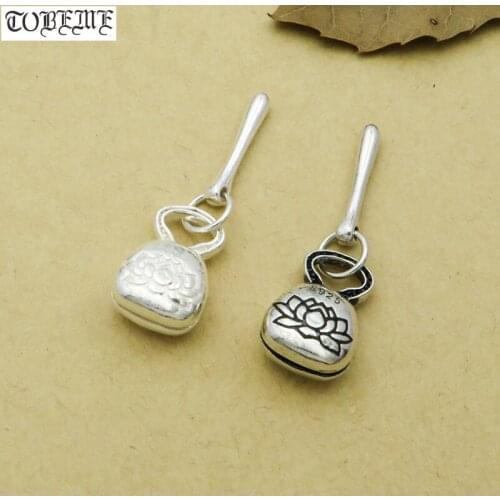 100% 925 Silver Lotus Charm Small Thai Silver Buddhist OM Pendant Tibetan OM Charm DIY Bracelet Necklace Findings