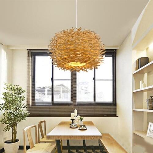 Southeast Asian Handmade Bird Nest Pendant Light Wicker Hotel Restaurant Dinning Room Cafe Bar lustre Modern Hanging Suspension