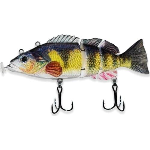 Practical Swimming Lures Fishing Auto Electric Lure Bait Wobblers For 4-Segement Swimbait USB Rechargeable Flashing LED light