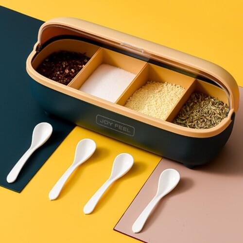 Dustproof Tableware Storage Box Chopsticks Holders Kitchen Organizer Containers Home Supplies Four-Part Spice Jar Set