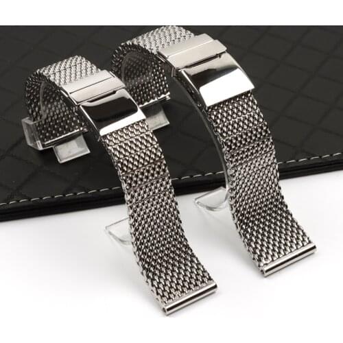 Top Quality 22mm 24mm 316L Stainless Steel Watch Band for Breitling Strap Wristband With Folding Buckle Full Silver Logo on