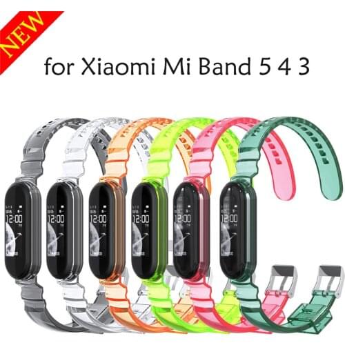 For Xiaomi Mi Band 5 4 3 Strap Glacier Transparent Lightness Watchbands for Mi Band 3 4 5 Wrist Strap Smart Wearable Accessories