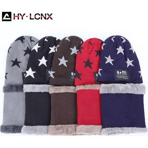 2 Pcs Baby Knitted Hats Scarf Set Winter Autumn Warm Five Star Beanie Fur Kids Caps Soft Hat For Children Girls Boys Beanies