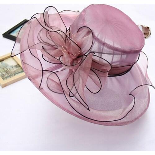 Sun Hat Women Mesh Yarn Flower Summer Hats For Women Big Wide Wavy Brim Beach Hat Female Sunhat 2021 New Fashion Lady Net Hat